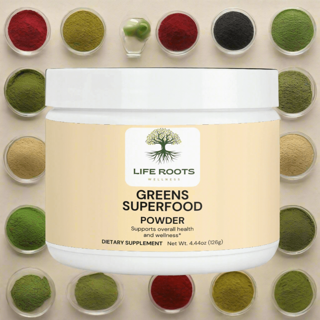 Best Greens Powder supports gut health with a variety of greens, Front Jar