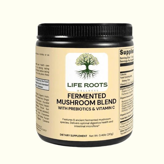 Mushroom Blend supplement with prebiotics and vitamin c, Front Jar